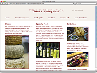 Wine and Cheese Cask website Käse und Feinkostseite